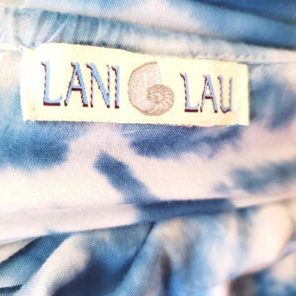 Lani Lau Hawaii Beautiful Blue & White Open Back Tie Dye Maxi Slip Dress  Small - Picture 9 of 9